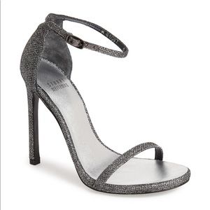 Stuart Weitzman Glitter Nudist Sandal Heel Pump